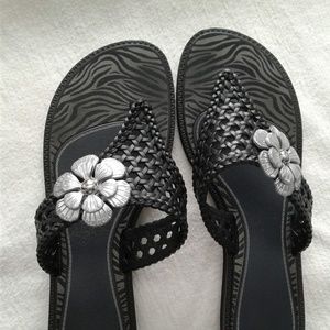 Adorable black and silver flip flops  *ADD ON ITEM